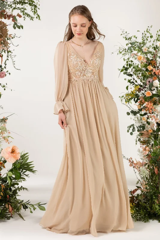 A-Line Sweep-Brush Train Chiffon Bridesmaid Dress CB0478 Athletic Women's 