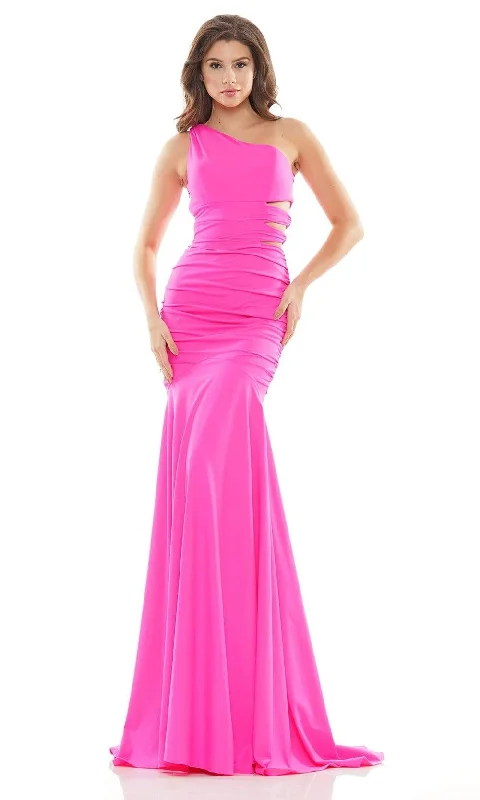 Colors Dress - 2693 One Shoulder Cutout Gown Sporty Women's Athleisure 