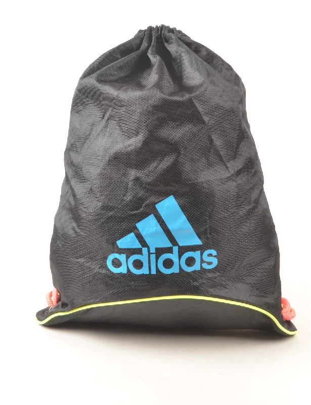 Black, Blue & Pink Adidas Drawstring Backpack - L Stylish Women's Neon