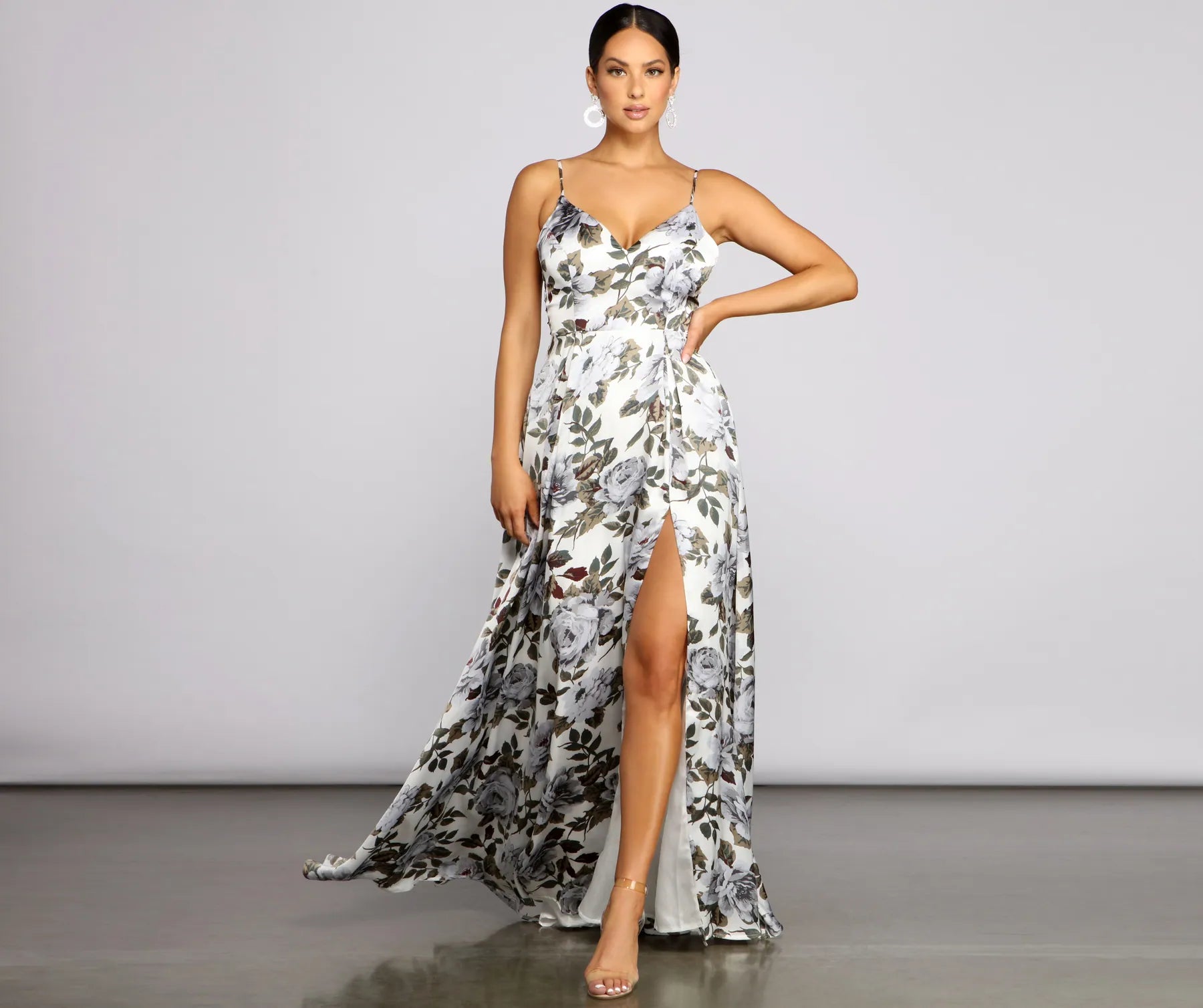 Tatiana Formal Floral High Slit A-Line Dress Relaxed Women's 