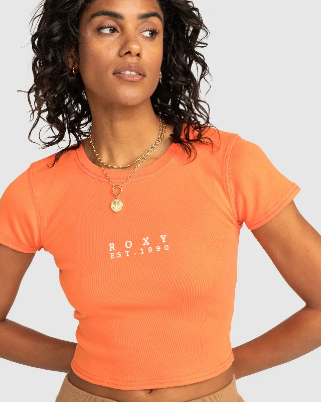 Womens Roxy All Day Short Sleeve Cropped T-Shirt