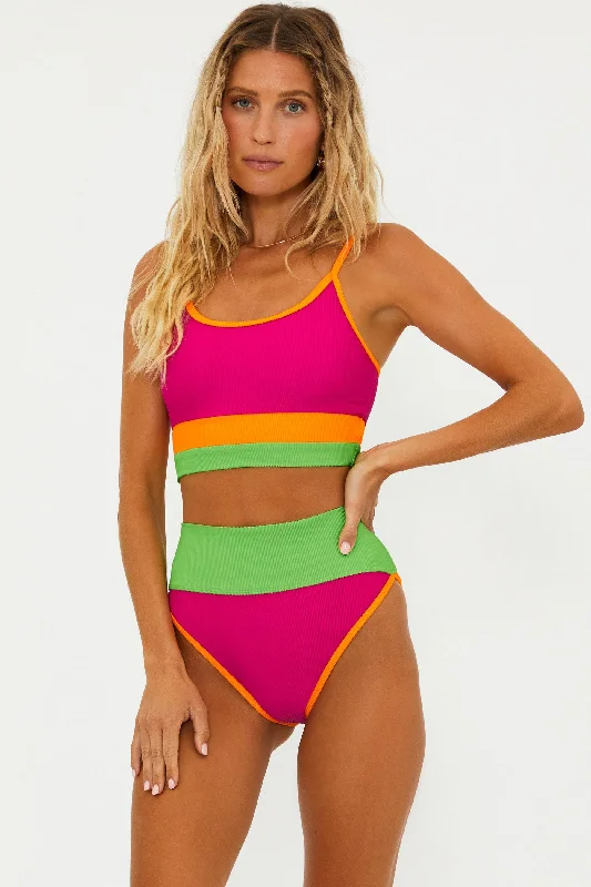 Eva Top Neon Sunset Colorblock Hip Women's Urban