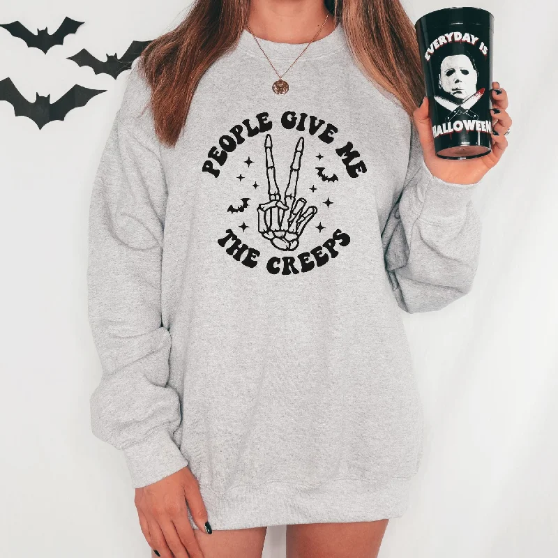 People Give Me The Creeps Halloween Crewneck Sweatshirt - Cozy Hoodie for October *UNISEX FIT*