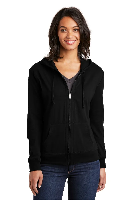 District Womens Full Zip Hooded Sweatshirt Hoodie w/ Pockets - Black Refined Women's Hand - crafted