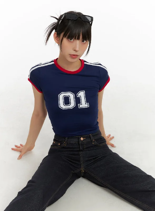 Sporty Lettering Crop Tee CU424 Modern Women's 