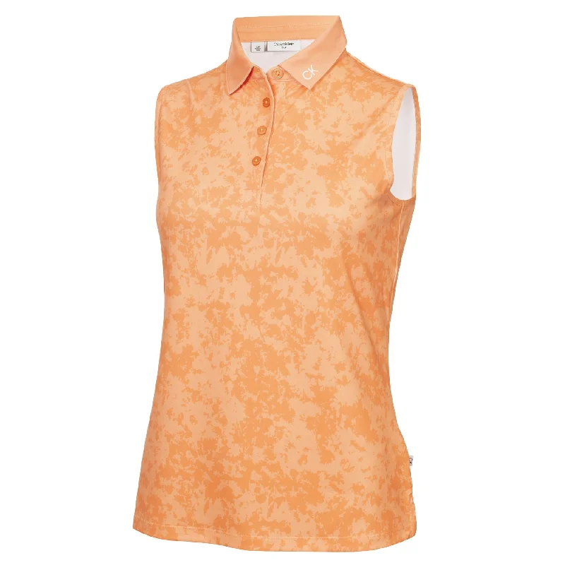 Womens Canvas Print Sleeveless Polo Peach Cobbler - SS24 Modern Women's Tech