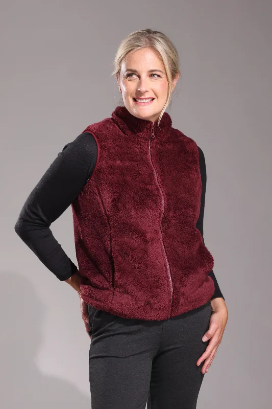 Teddy Fleece Vest | BURGUNDY | 3422ZZ Vintage Women's 1970S 