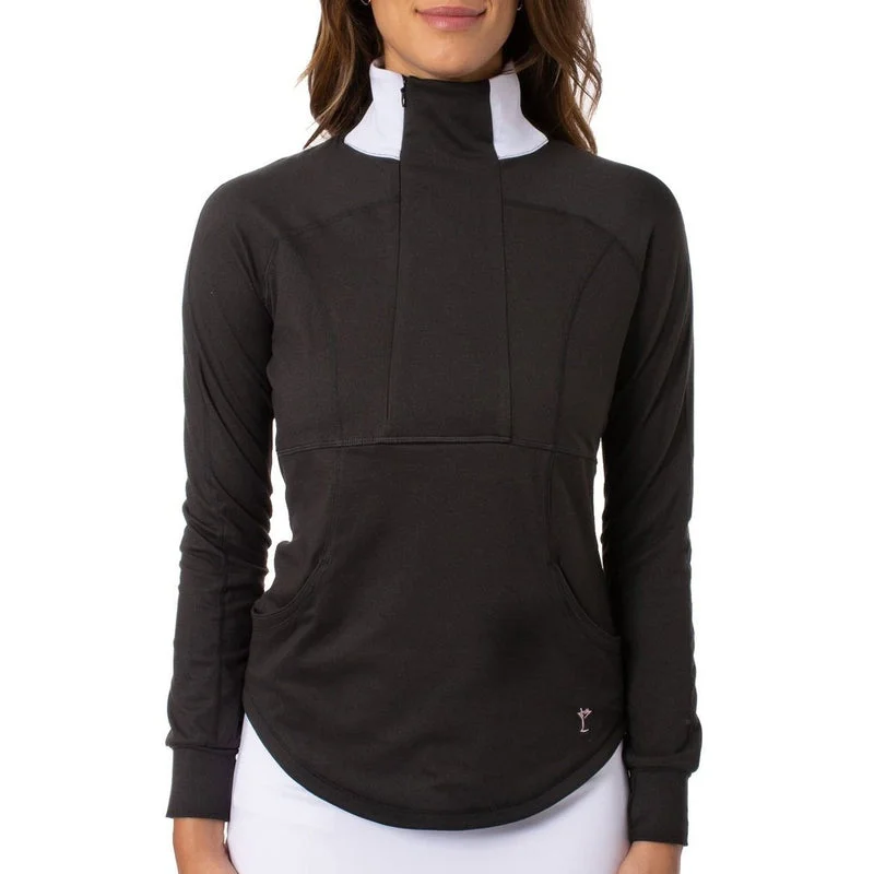 Golftini Contrast Quarter Zip - Black/White Sophisticated Women's 