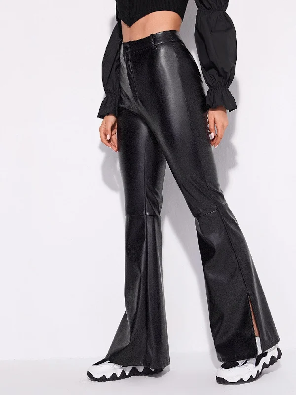 Glamorous Plain Zipper High Waist Long Women Pants