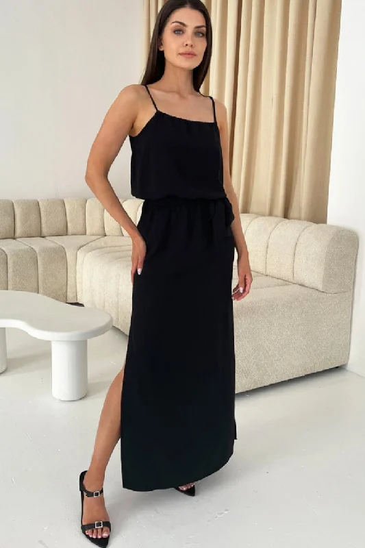AX Paris Edith Black Cami Midi Dress Athletic Women's 