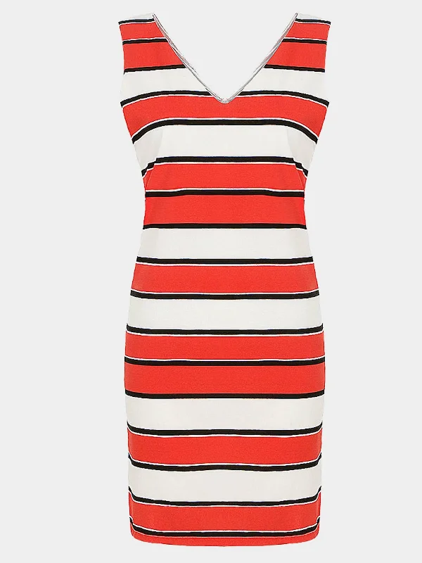 Wholesale V-Neck Stripe Sleeveless Mini Dress