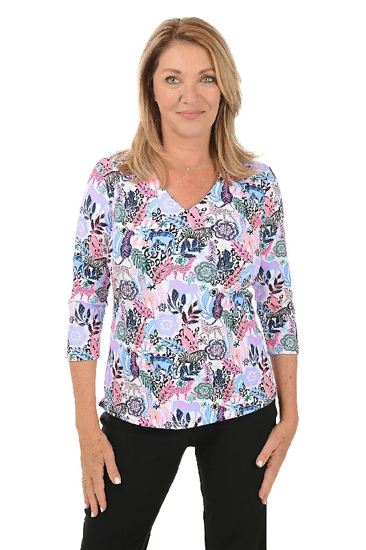 Floral Safari UPF50+ V-Neck Top