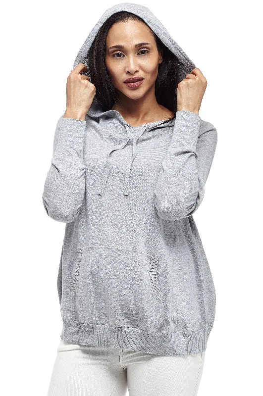 La Cera Drawstring Hooded Pullover Sweater Relaxed Women's 