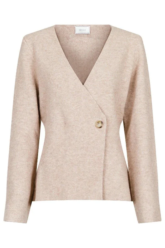 Neo Noir - Marie Louise Knit Cardigan - Sand Melange Dapper Women's Bow - adorned