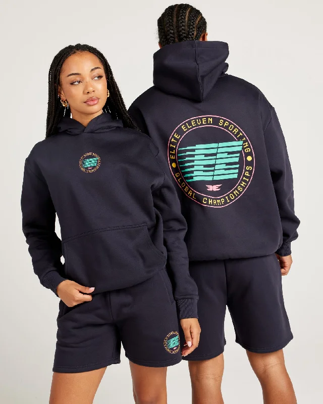 Global Championship Hoodie - Navy Casual Women's Loose - fitting