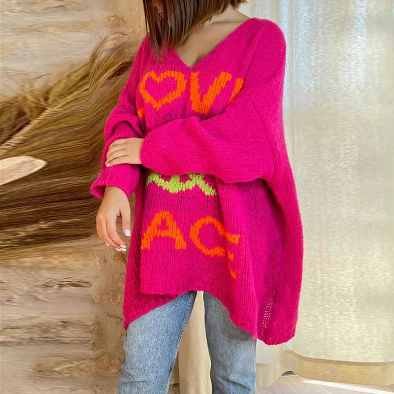 Oversized Peace & Love Knitted Sweater