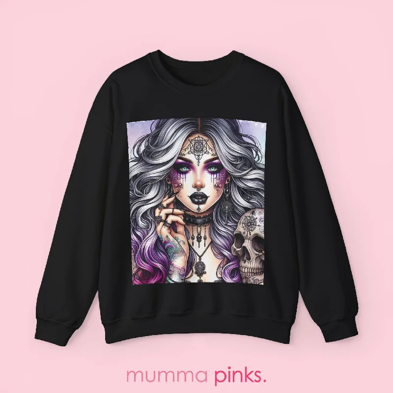 Gothic Style Woman with Skeleton Sweatshirt