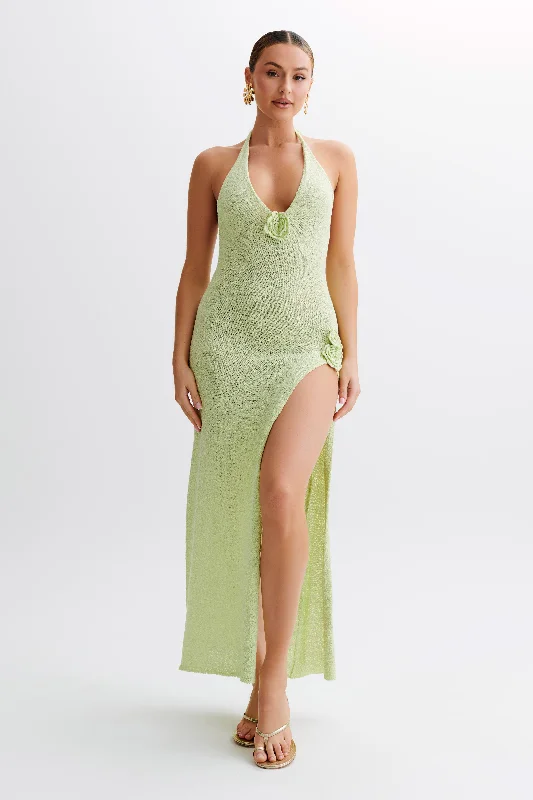 Cherie Knit Halter Maxi Dress - Apple Sleek Women's 