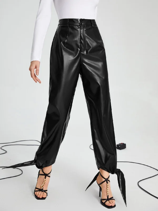 Glamorous Plain Zipper High Waist Long Women Pants