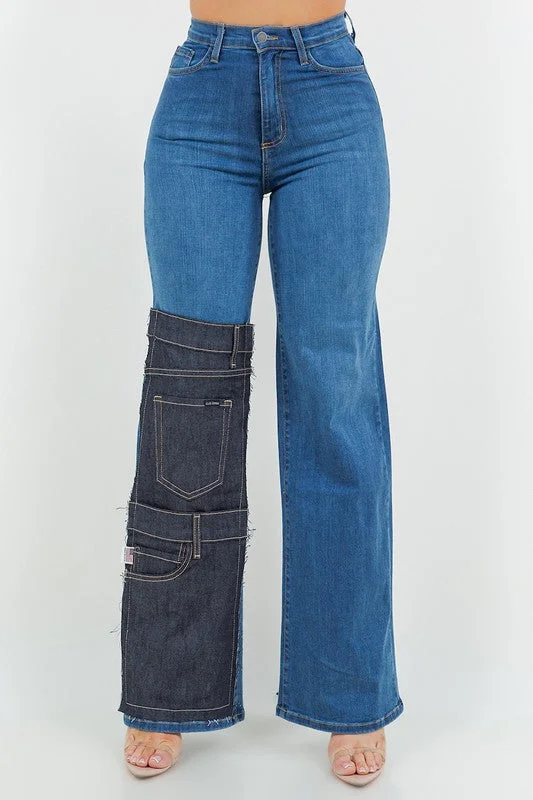 Wide Leg Jean in Medium Blue Cashmere