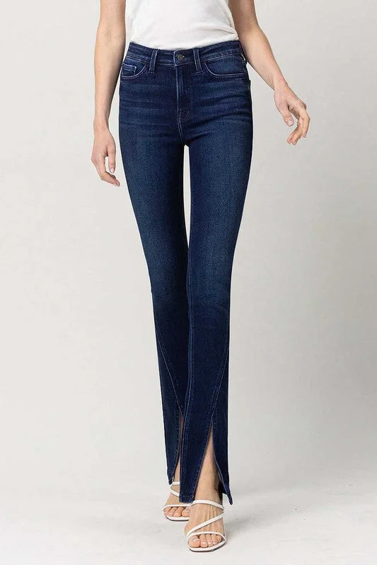 High Rise Slim Straight W/Slit Dapper Women's Bow - adorned