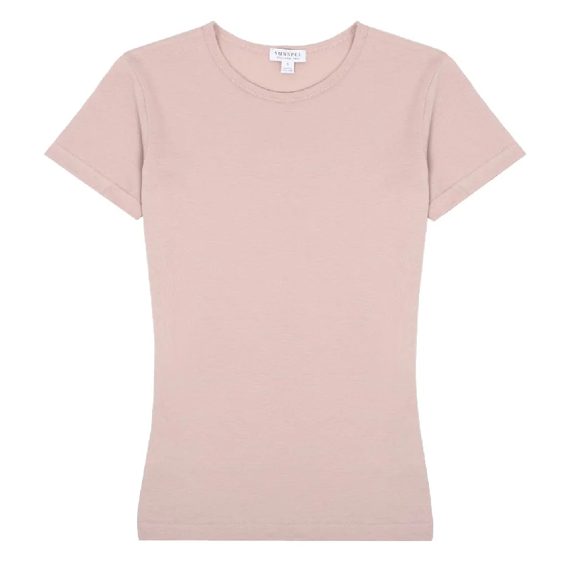 Sunspel Womens Classic T-Shirt Shell Pink Preppy Women's College