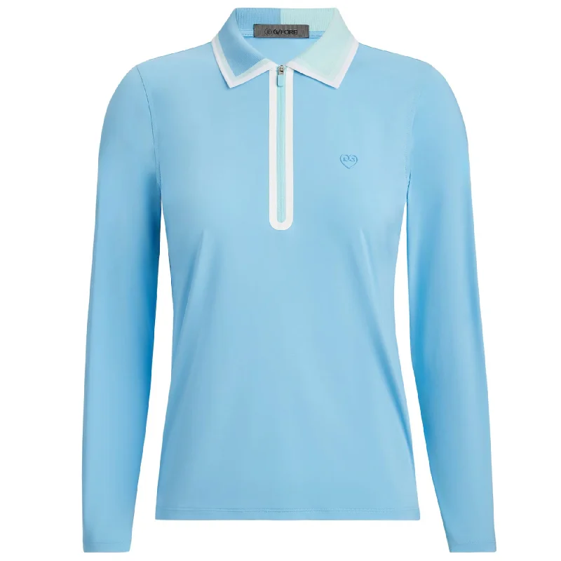 Womens Colour Block Silky Nylon Long Sleeve Polo Fountain - AW24 European