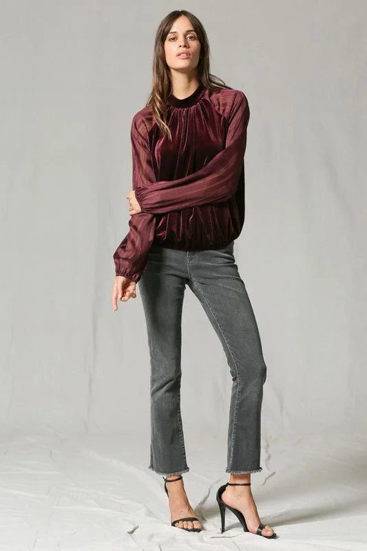 Velvet Crew Neck Blouse