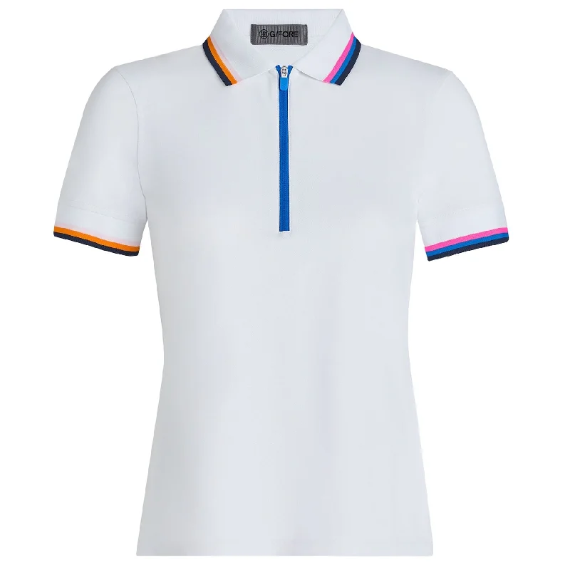 Womens Tech Pique Quarter Zip Polo Snow/Twilight - SS25 Modern Women's Tech