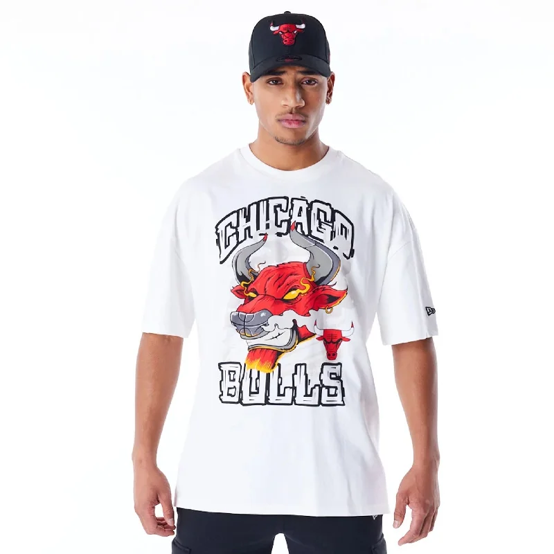 Chicago Bulls Graphic White Drop Shoulder T-Shirt Laid - back Women's Vibe