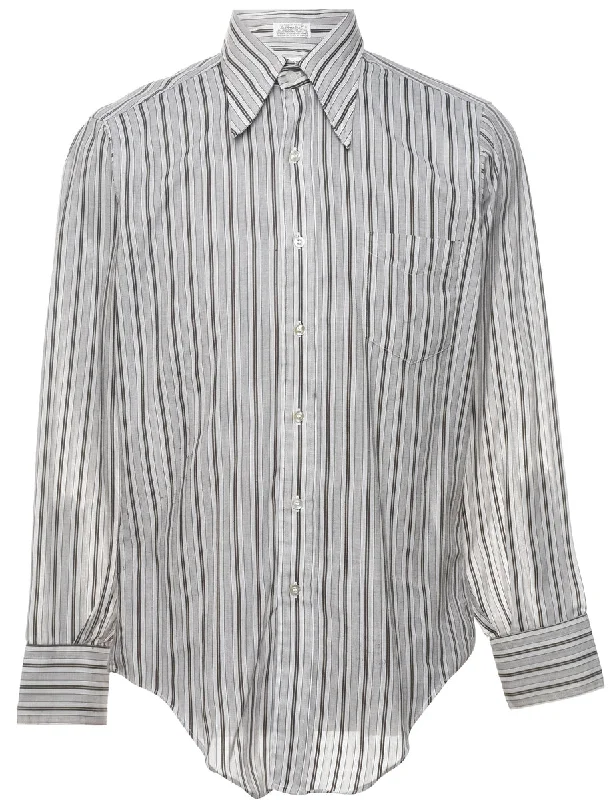 1970s Striped Grey Shirt - L