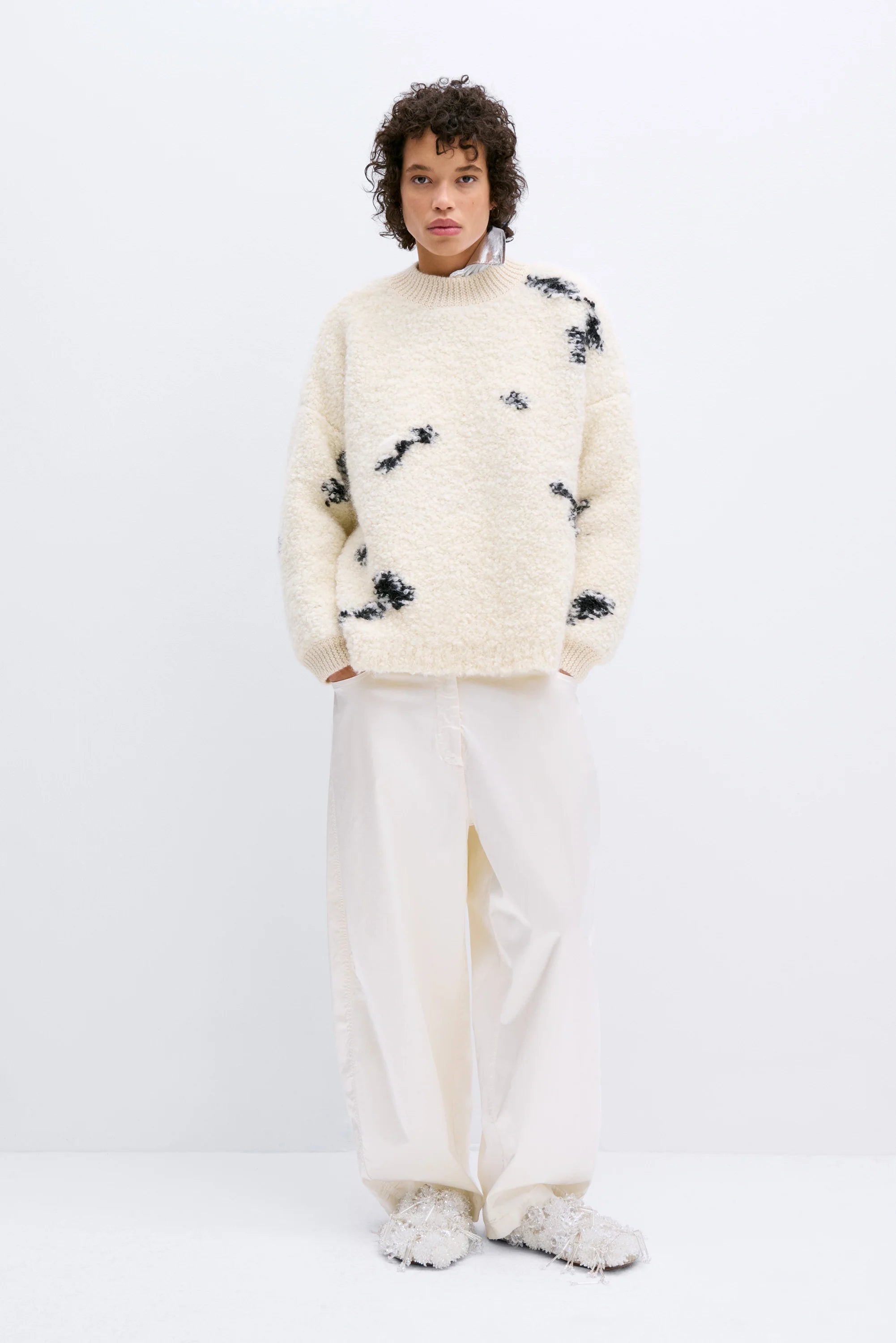 Wool and Mohair Blotch Sweater Trendy Women's Oversized