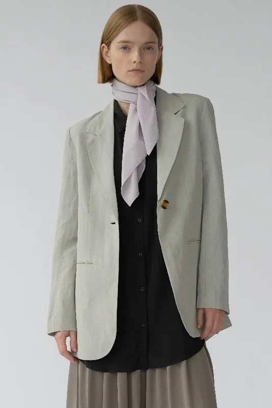 OTIS BLAZER - LIGHT GREY - SILK/LINEN Geometric