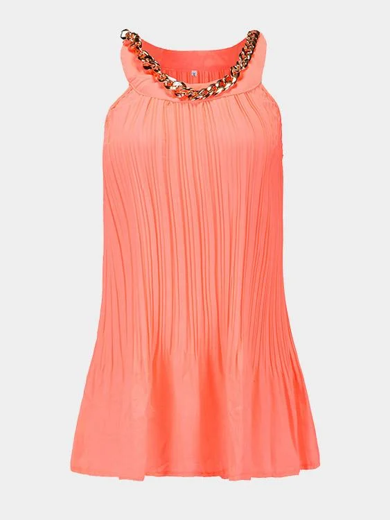 Custom Round Neck Sleeveless Orange Tank Top Modern Women's 