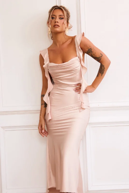 Arabella Midi Dress - Champagne Sleek Women's Metallic