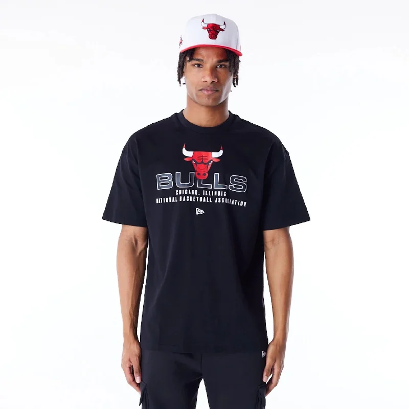 Chicago Bulls NBA Tech Black Oversized T-Shirt Geometric