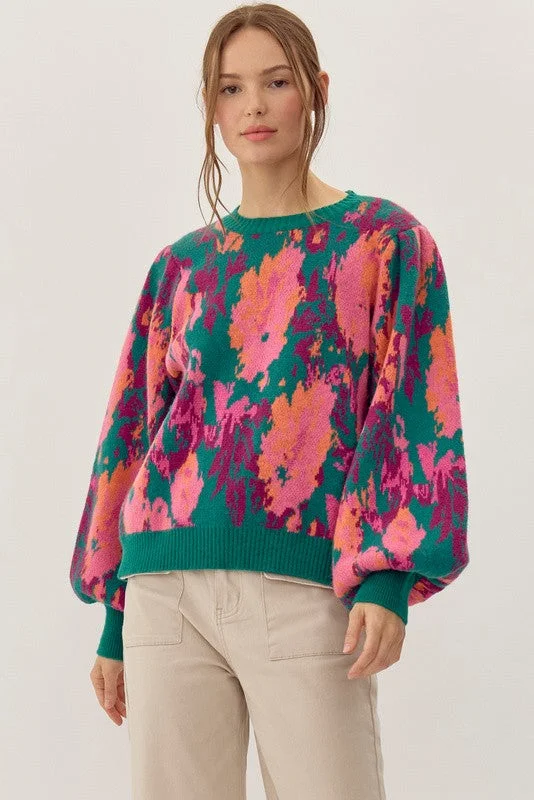 Color My World Abstract Print Sweater Hip Women's Urban