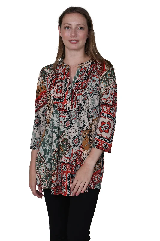 La Cera Persian Paisley Print Tunic Athletic Women's High - 
