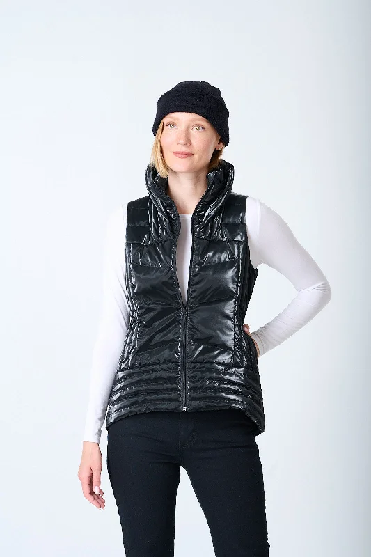 Metallic Quilted Waxed Vest Laid - back Women's Vibe