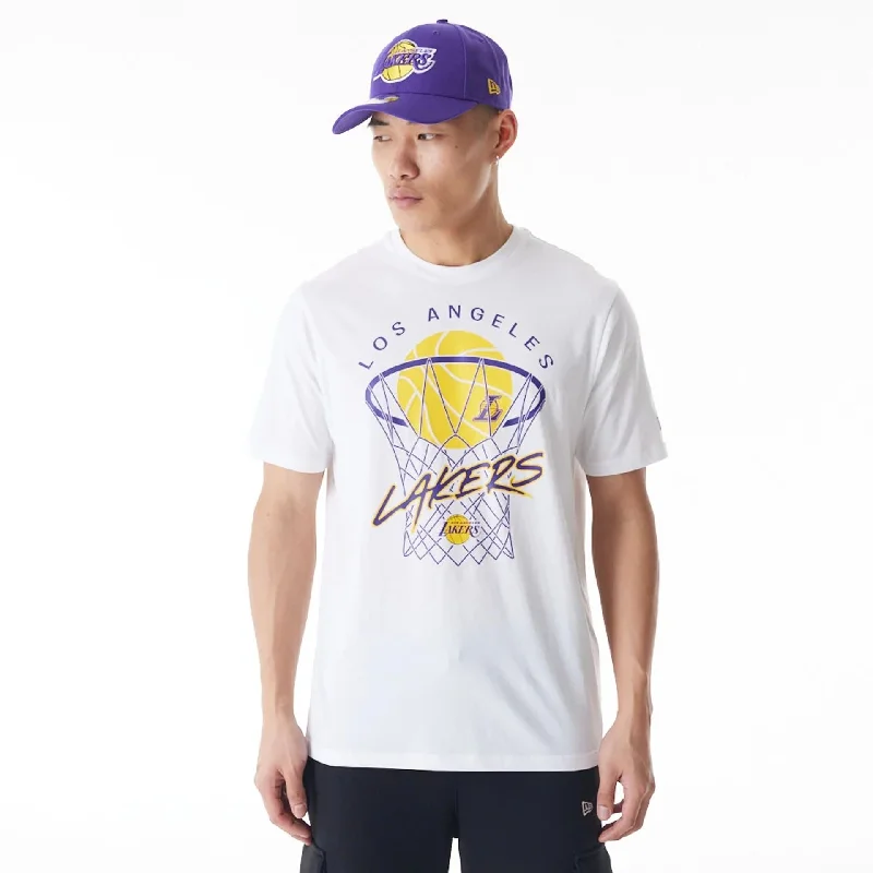 LA Lakers NBA Net Graphic White T-Shirt Modern Women's 