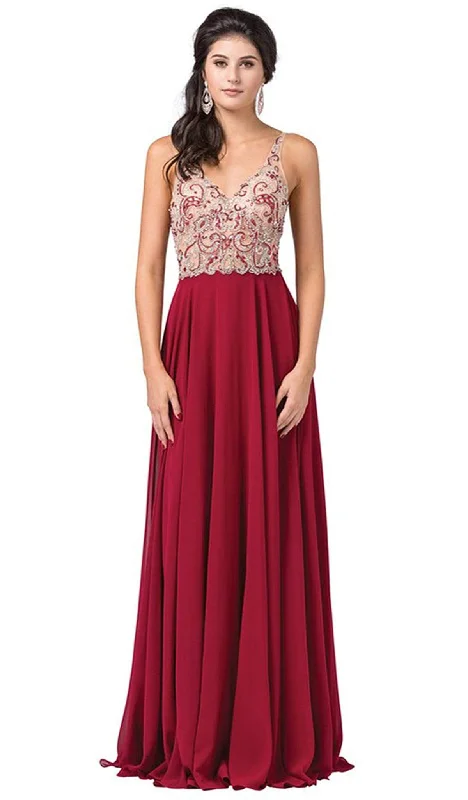 Dancing Queen - 2513 Beaded Embellished Illusion Bodice Chiffon Gown Athletic Women's High - Dancing Queen - 2513 Beaded Embellished Illusion Bodice Chiffon Gown Athletic Women's High -