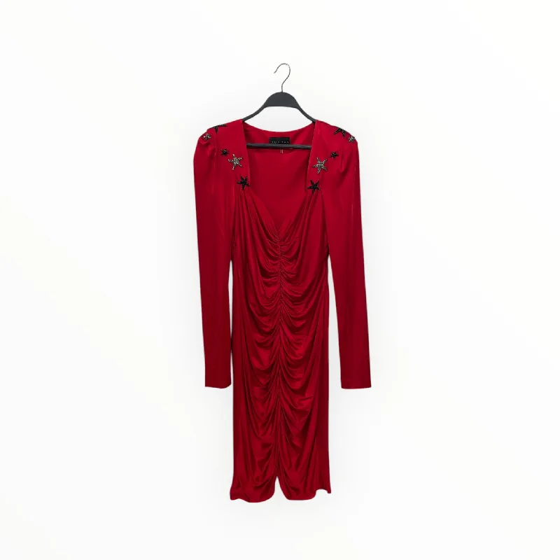 DUNDAS/LS Dress/44/Silk/RED/