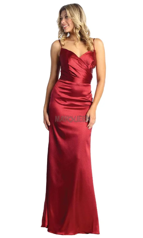 May Queen MQ1931 - Sleeveless V-Neck Sheath Prom Gown Dynamic Women's Moto