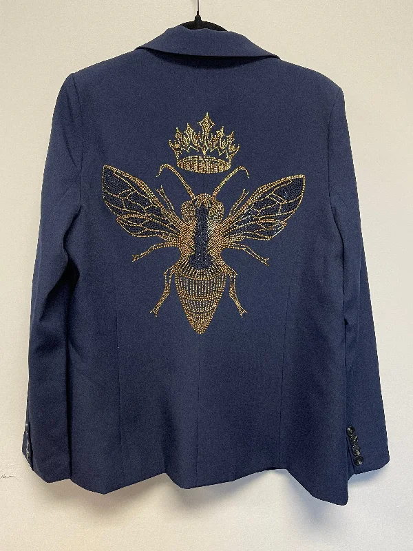 Blazer, Navy w/ Green Lining, Gold Queen Bee Elegant Women's 