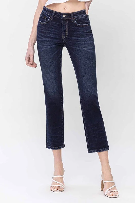 Mid Rise Slim Straight Jeans Classic Women's Pin - striped