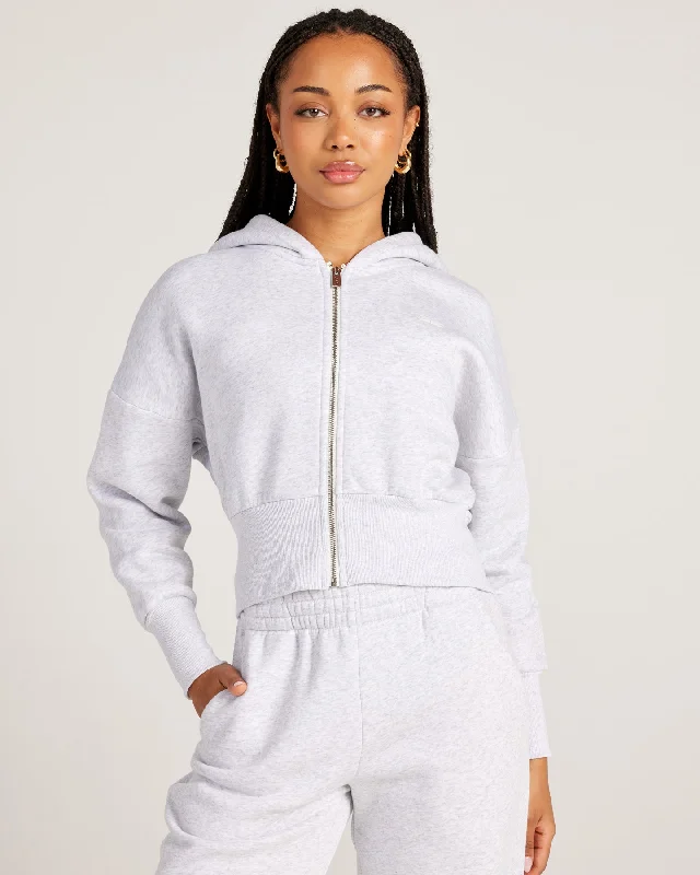 Omni Zip Through Hoodie - Grey Marle Women
