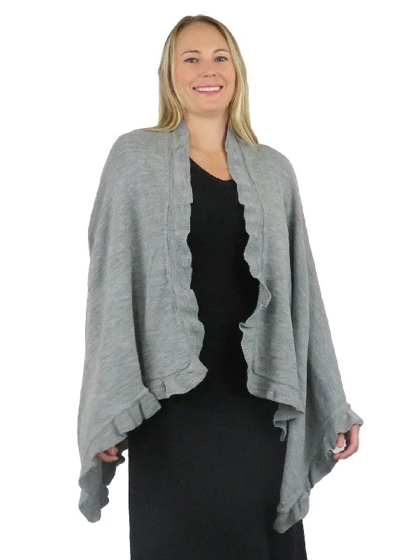 La Cera Solid Split Poncho Shawl Traditional Women's 