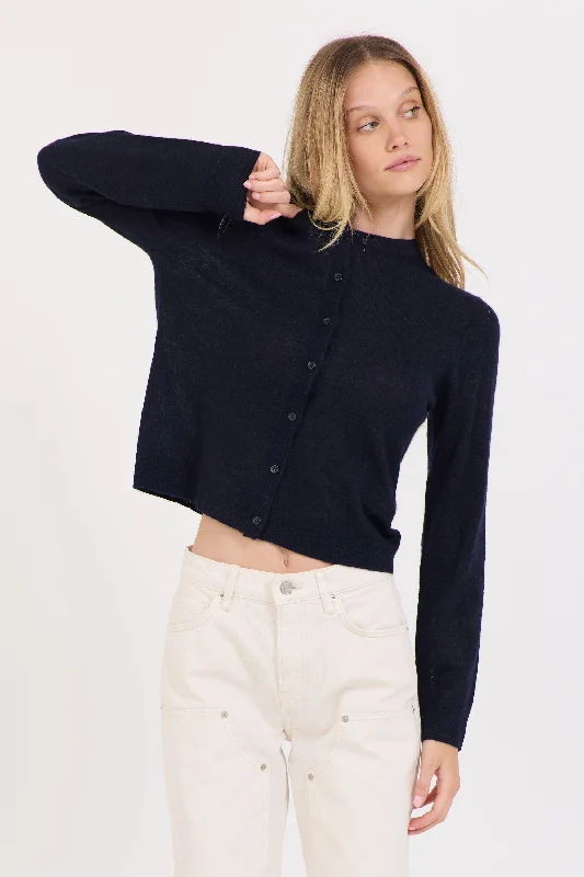 Addison Crewneck Cardigan - Navy Edgy Women's Punk