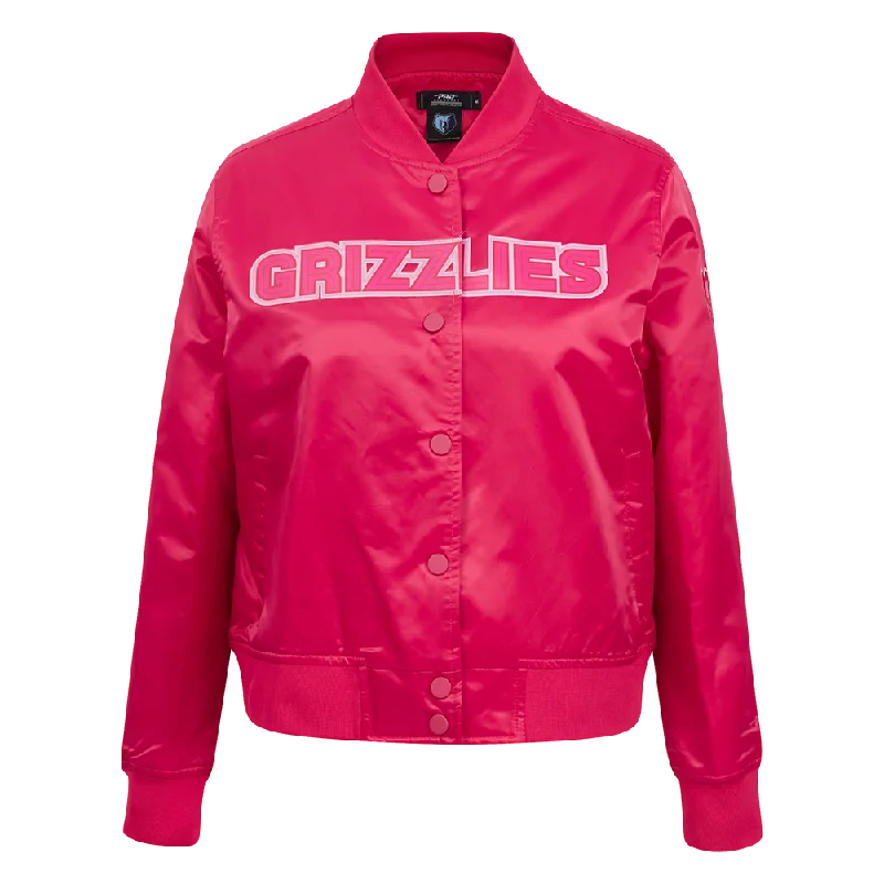 NBA MEMPHIS GRIZZLIES TRIPLE PINK WOMEN'S SATIN JACKET (BEETROOT PURPLE) Relaxed Women's NBA MEMPHIS GRIZZLIES TRIPLE PINK WOMEN'S SATIN JACKET (BEETROOT PURPLE) Relaxed Women's