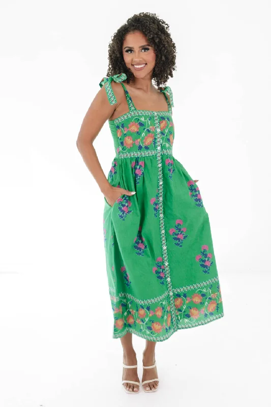 Stained Glass Midi Dress - Green